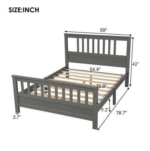 Wood Platform Bed with Headboard and Footboard
