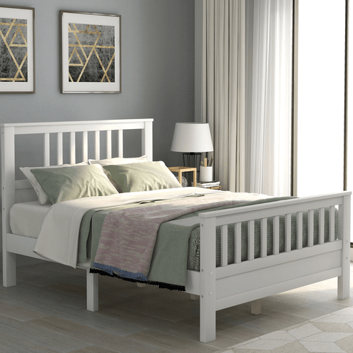 Wood Platform Bed with Headboard and Footboard