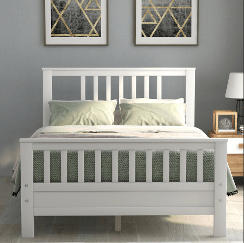 Wood Platform Bed with Headboard and Footboard