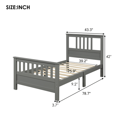 Wood Platform Bed with Headboard and Footboard