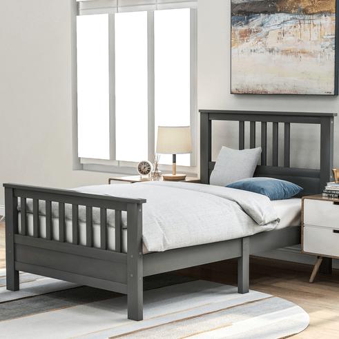 Wood Platform Bed with Headboard and Footboard