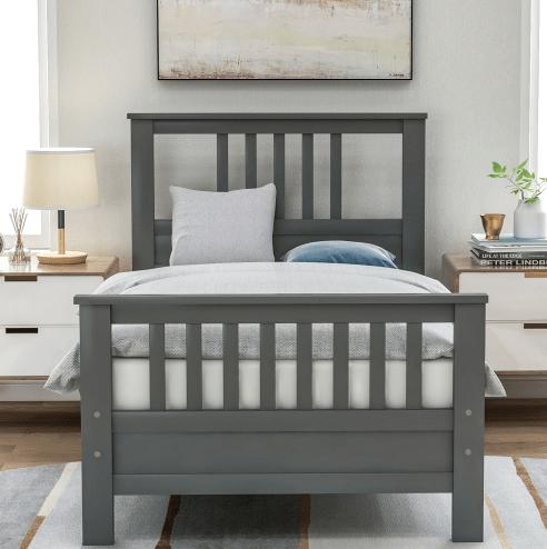 Wood Platform Bed with Headboard and Footboard