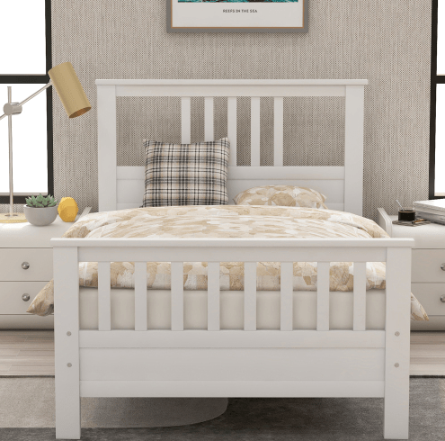 Wood Platform Bed with Headboard and Footboard