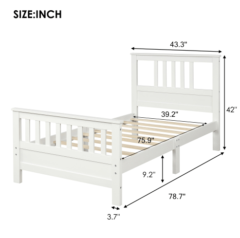 Wood Platform Bed with Headboard and Footboard