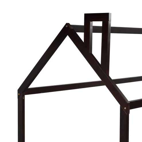 Twin Size Wood Bed House Bed Frame with Fence, for Kids