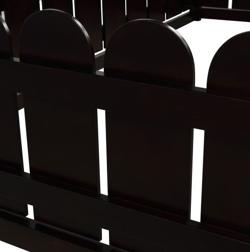 Twin Size Wood Bed House Bed Frame with Fence, for Kids