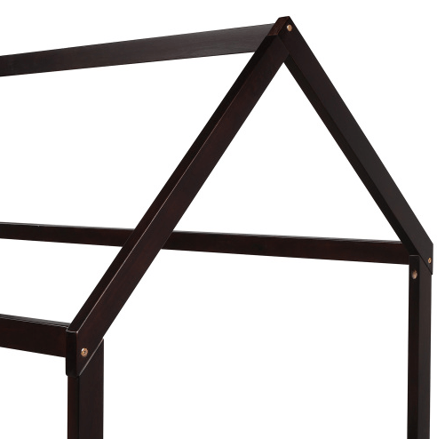 Twin Size Wood Bed House Bed Frame with Fence, for Kids