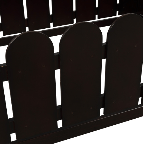 Twin Size Wood Bed House Bed Frame with Fence, for Kids