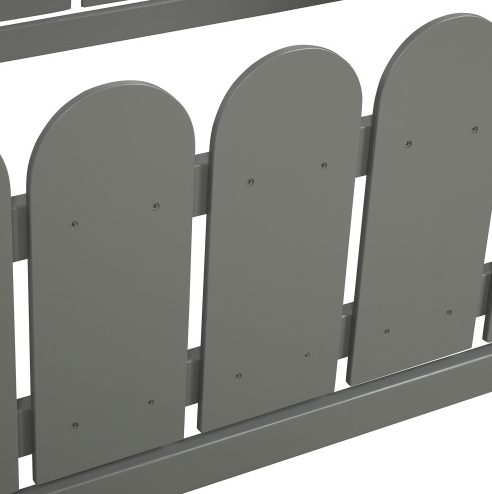 Twin Size Wood Bed House Bed Frame with Fence, for Kids