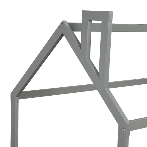 Twin Size Wood Bed House Bed Frame with Fence, for Kids