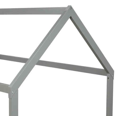 Twin Size Wood Bed House Bed Frame with Fence, for Kids