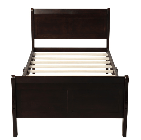 Wood Sleigh Bed with Headboard/Footboard/Wood Slat Support