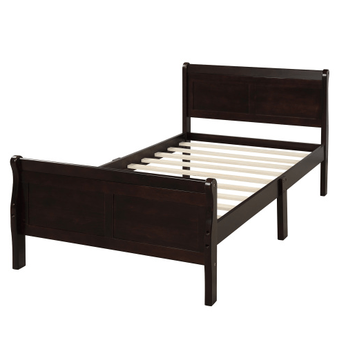Wood Sleigh Bed with Headboard/Footboard/Wood Slat Support