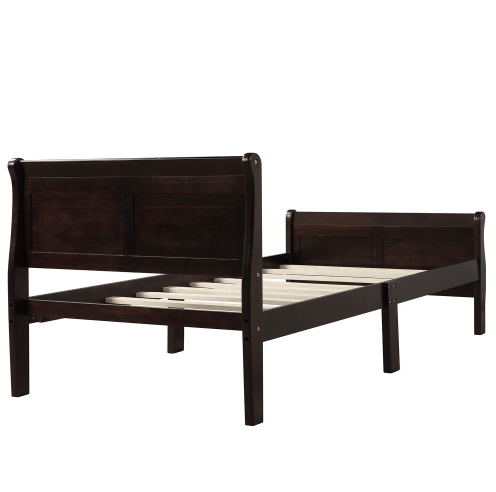 Wood Sleigh Bed with Headboard/Footboard/Wood Slat Support