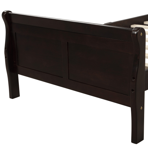 Wood Sleigh Bed with Headboard/Footboard/Wood Slat Support
