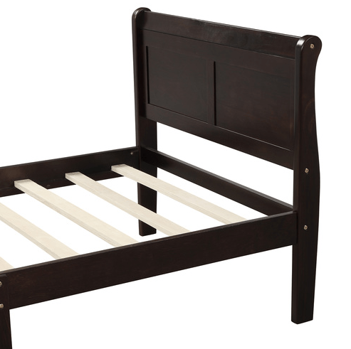 Wood Sleigh Bed with Headboard/Footboard/Wood Slat Support