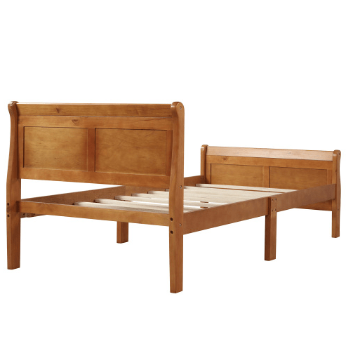 Wood Sleigh Bed with Headboard/Footboard/Wood Slat Support