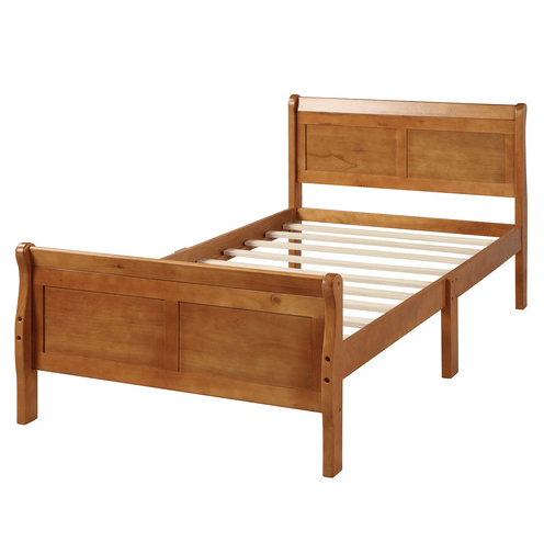 Wood Sleigh Bed with Headboard/Footboard/Wood Slat Support