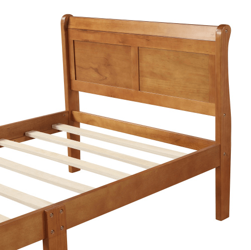 Wood Sleigh Bed with Headboard/Footboard/Wood Slat Support