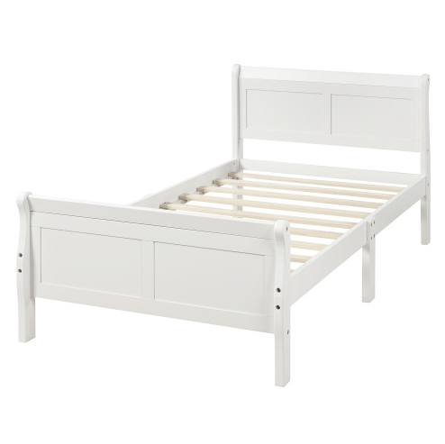 Wood Sleigh Bed with Headboard/Footboard/Wood Slat Support