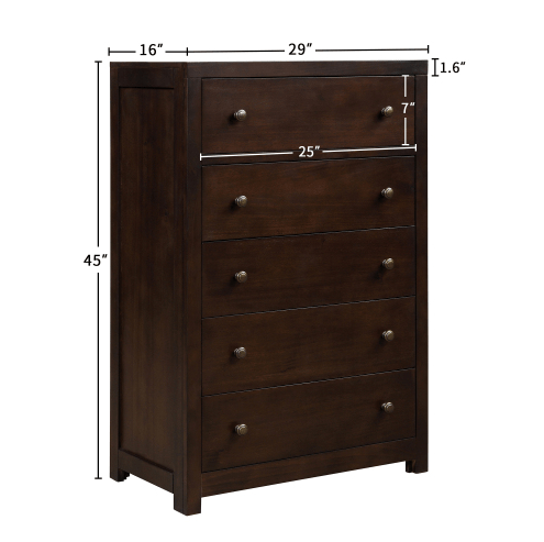Vintage Aesthetic 5 Drawers Solid Wood Chest