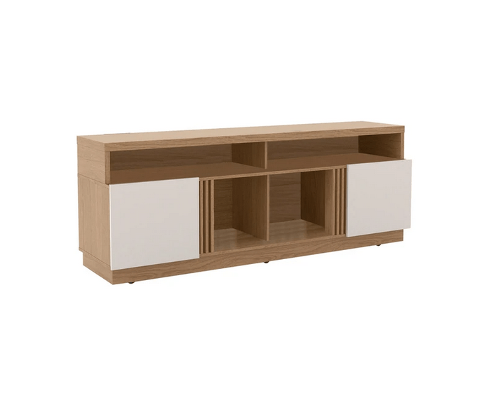 71 Inch Wooden Entertainment TV Stand with 4 Open Shelves