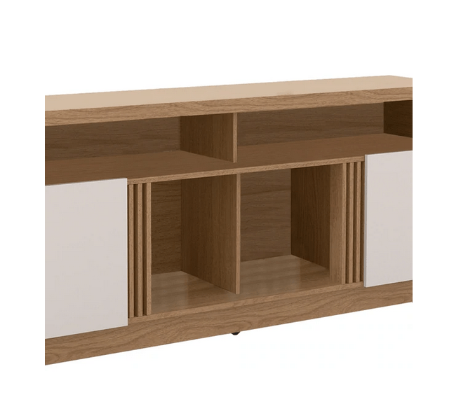 71 Inch Wooden Entertainment TV Stand with 4 Open Shelves