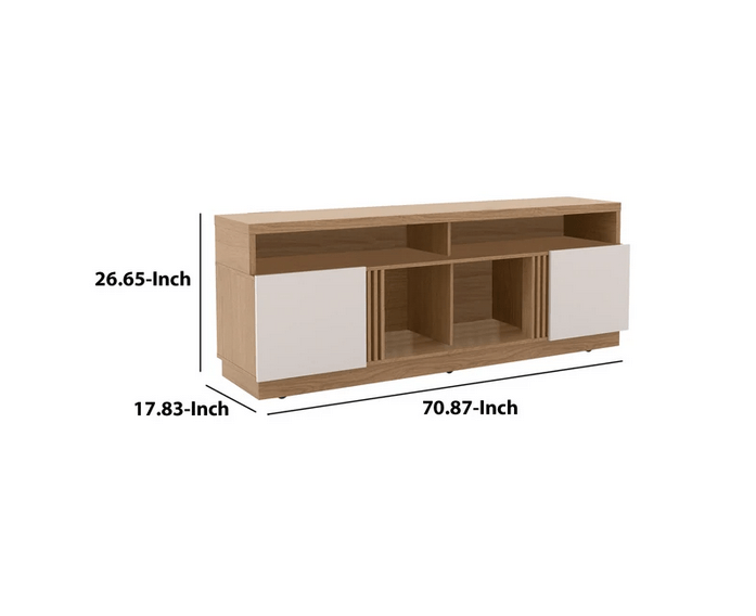 71 Inch Wooden Entertainment TV Stand with 4 Open Shelves