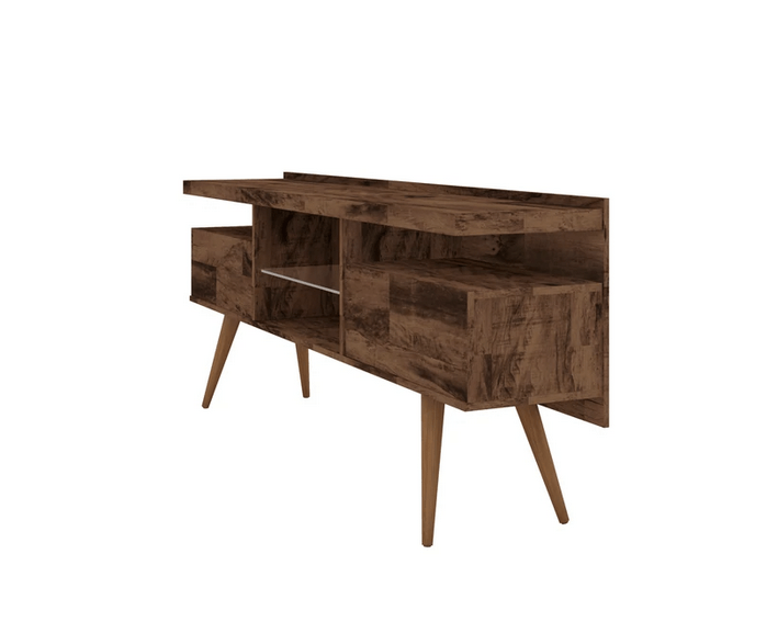 63 Inch Wooden Entertainment TV Media Stand with 4 Open Compartments