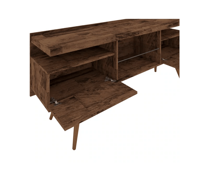 63 Inch Wooden Entertainment TV Media Stand with 4 Open Compartments