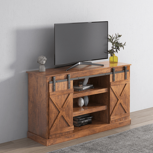 Media Console Table Storage Cabinet Wood for 65 Inch Flat Screen