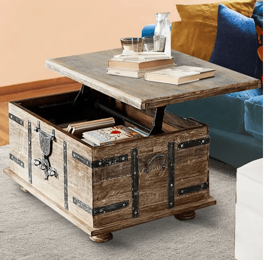 Farmhouse Mango Wood Lift Top Storage Chest