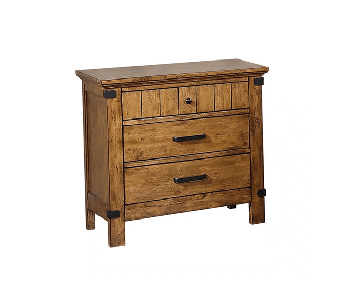 Wooden Nightstand with 3 Drawers