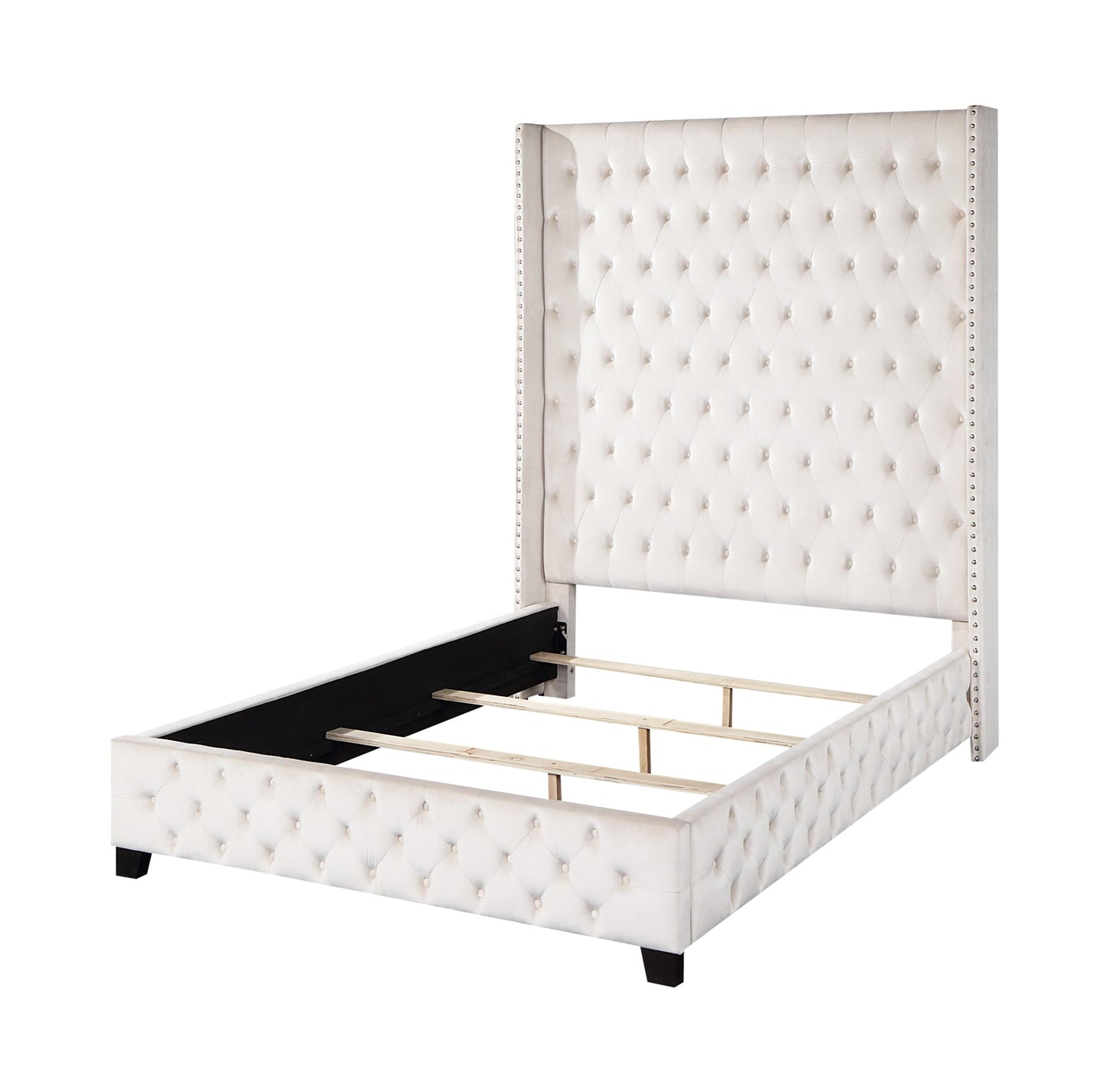 ACME Fabrice Queen Bed, Beige Velvet BD00965Q