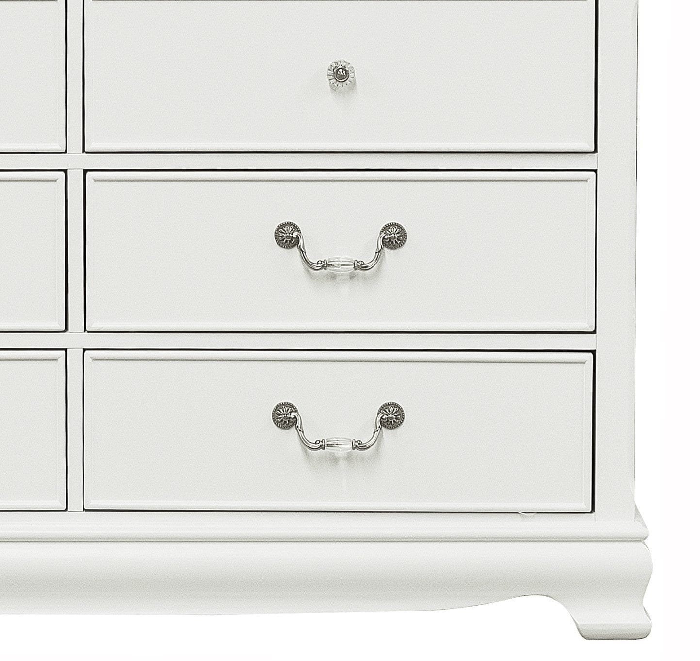 Classic Traditional Style Dresser of 6x Drawers White Finish Bedroom Antique Handles Wooden Furniture