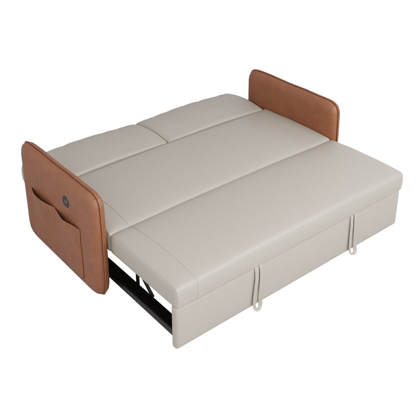 Modern American sofa bed-with USB- beige brown