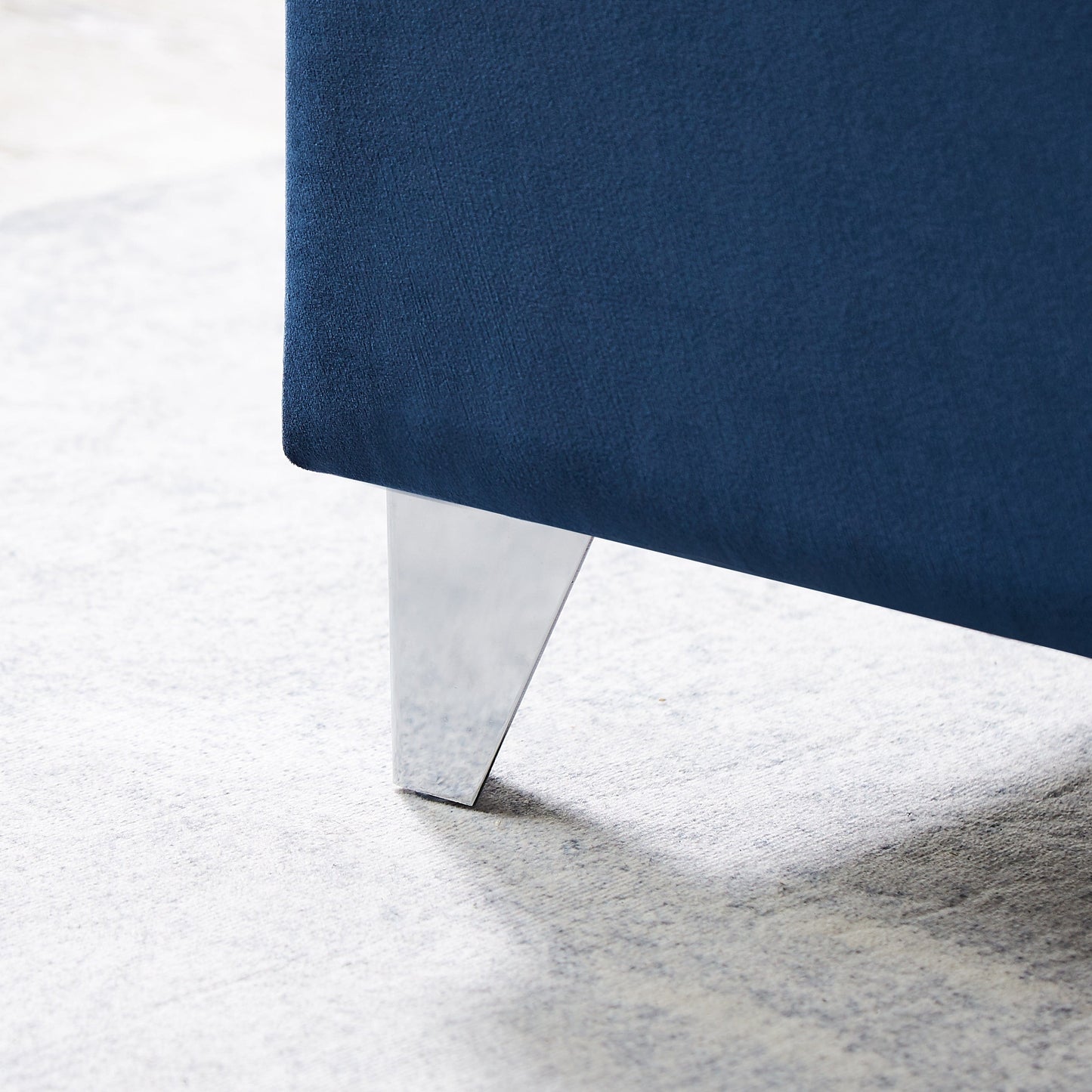 B100S Queen bed with two nightstands, Button designed Headboard,strong wooden slats + metal legs with Electroplate