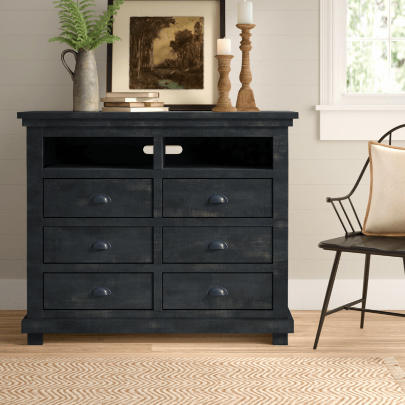 Lockridge 6 Drawer 48" W Solid Wood Media Double Dresser