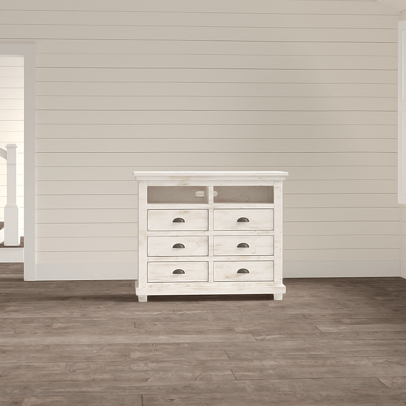 Lockridge 6 Drawer 48" W Solid Wood Media Double Dresser