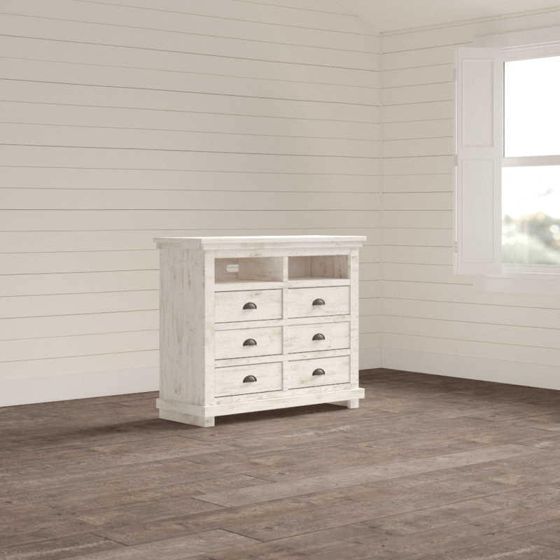 Lockridge 6 Drawer 48" W Solid Wood Media Double Dresser