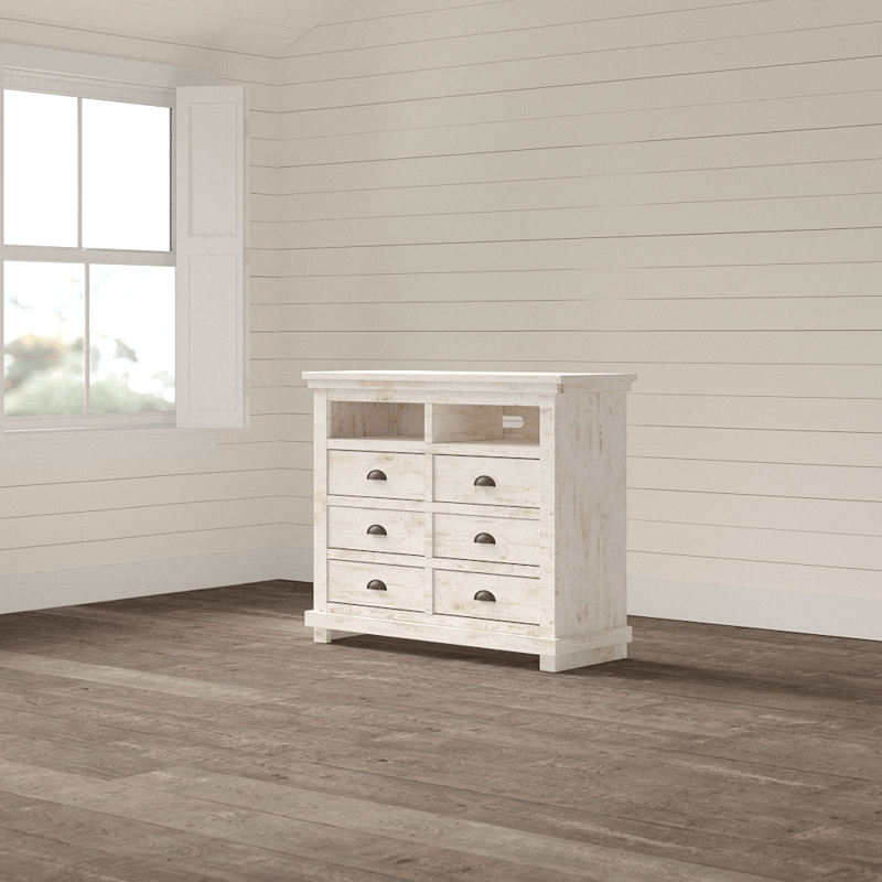 Lockridge 6 Drawer 48" W Solid Wood Media Double Dresser