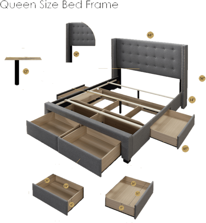 Aadya Tufted Upholstered Storage Standard Bed