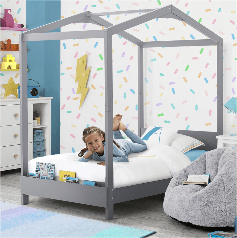 Twin Solid Wood Platform Standard Bed with Shelves by Delta Children