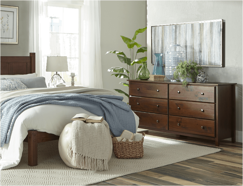 Shaker 6 Drawer 63.8'' W Solid Wood Double Dresser