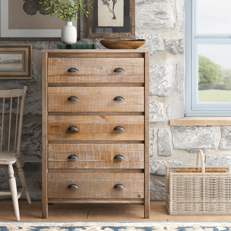 Mannion 5 Drawer 33" W Solid Wood Chest