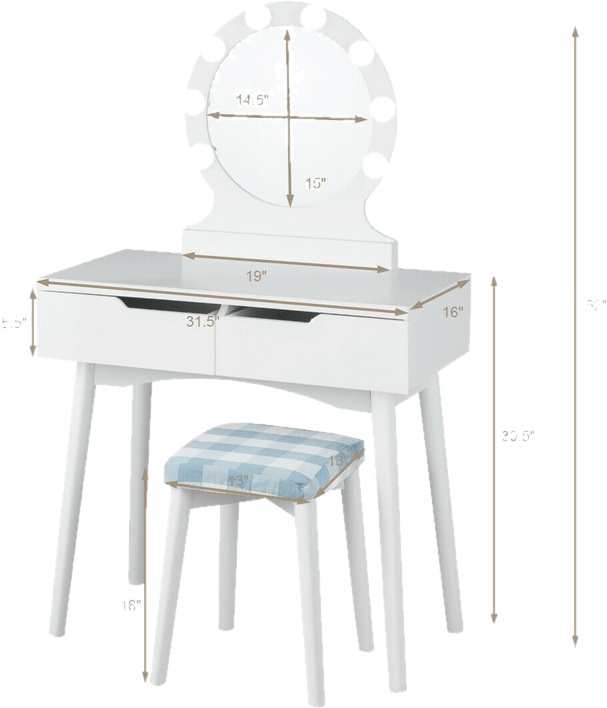 Cyrilmagnin Makeup Vanity Set with Stool and Mirror