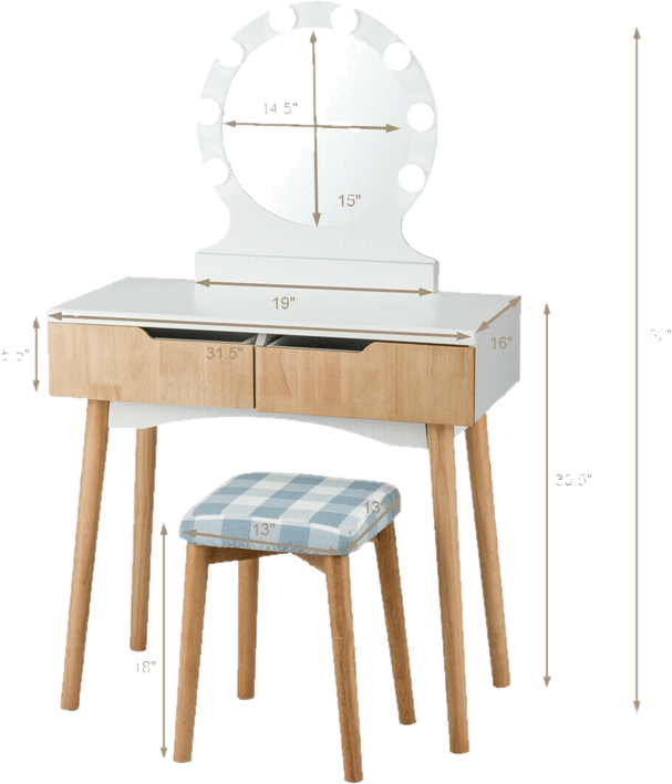Cyrilmagnin Makeup Vanity Set with Stool and Mirror