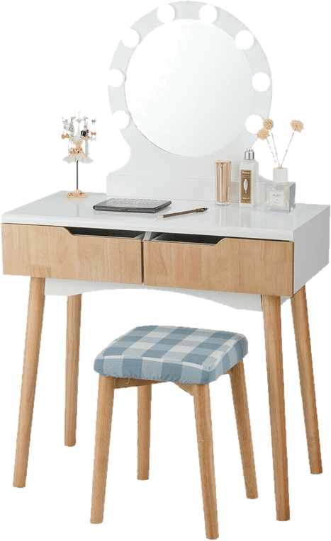 Cyrilmagnin Makeup Vanity Set with Stool and Mirror