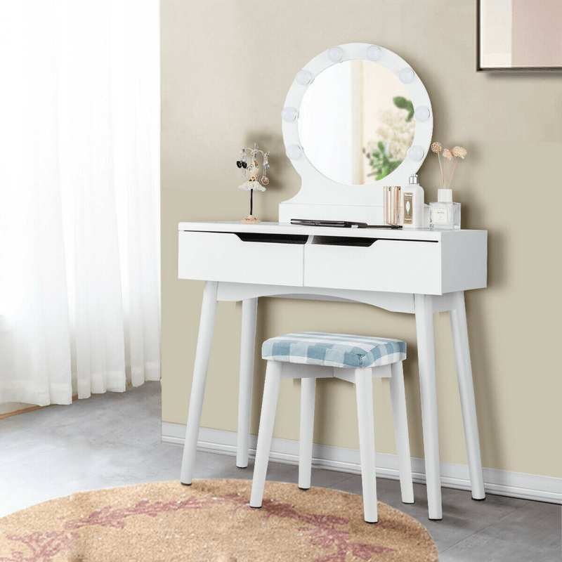 Cyrilmagnin Makeup Vanity Set with Stool and Mirror