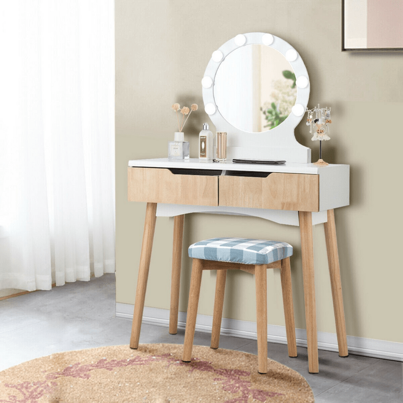 Cyrilmagnin Makeup Vanity Set with Stool and Mirror